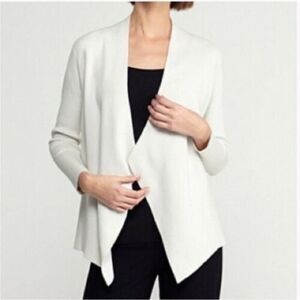 Eileen Fisher Bone Silk/Cotton Angled Shaped Front Cardigan size extra small